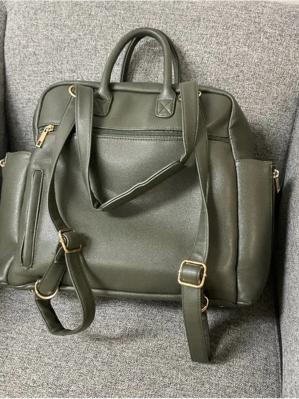 Ayla & Co Olive Green Convertible Diaper Bag Backpack